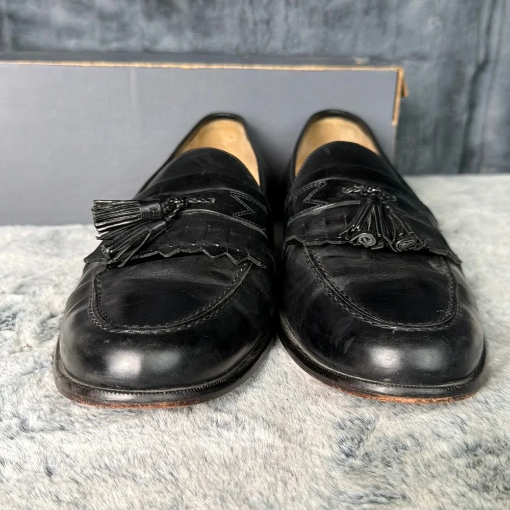 Johnston & Murphy Mens Black Leather Kiltie Tassel Loafers 11.5M 15-1979